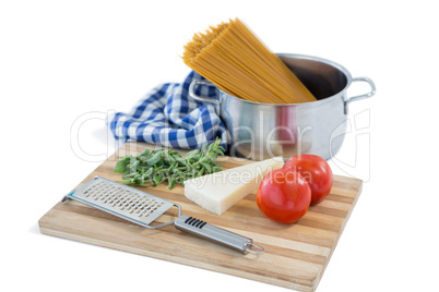 Food with cutting board and grater