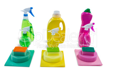 Close up of colorful cleaning products