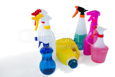 Close up of spry bottles