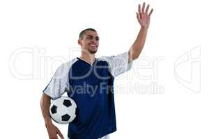 Football player waving his hand