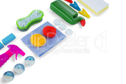 High angle view of cleaning products