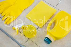 Close up of yellow cleaning equipment