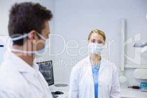 Dentists wearing surgical mask