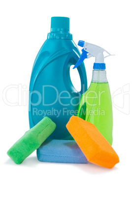 Colorful sponges with bottles