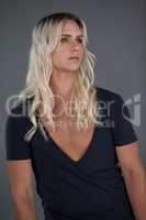 Transgender woman with long blond hair