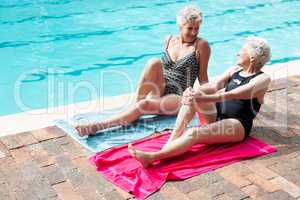 Senior women interacting with each other while relaxing