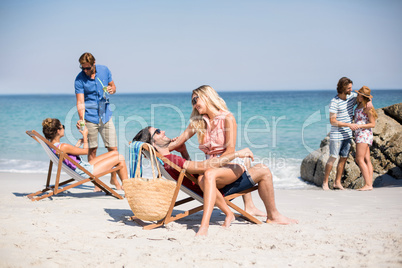 Young romantic couples at beach