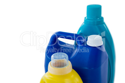 High angle view of chemical bottles