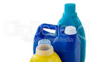 High angle view of chemical bottles