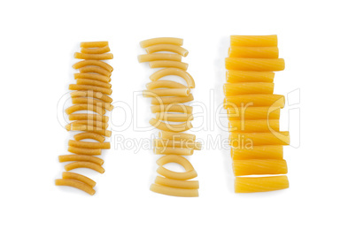 High angle view of raw pasta