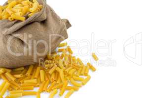 Cropped image of raw pasta in scak