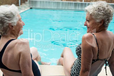 Senior women interacting with each other while relaxing