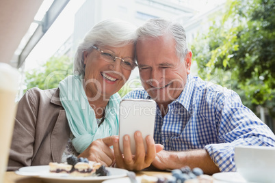 Senior couple using mobile phone