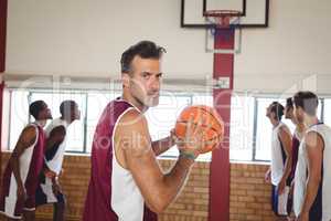 Basketball player taking a penalty shot