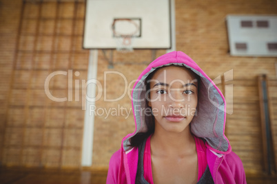 High school girl standing in the court