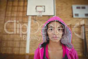 High school girl standing in the court