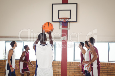 Basketball player taking a penalty shot