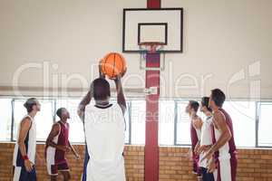 Basketball player taking a penalty shot