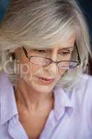 Close up of worried senior woman