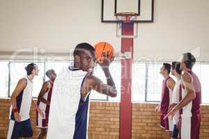 Basketball player taking a penalty shot