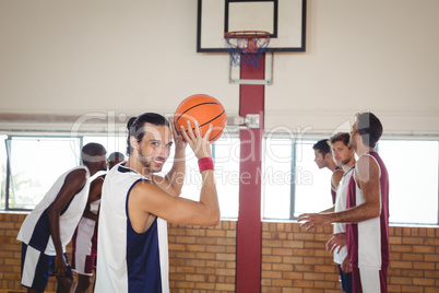 Basketball player about to take a penalty shot