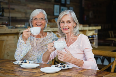 Portrait of senior friends having coffee and breakfast