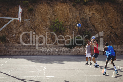 Basketball player taking a penalty shot