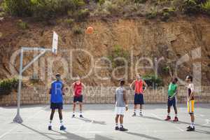 Basketball player taking a penalty shot