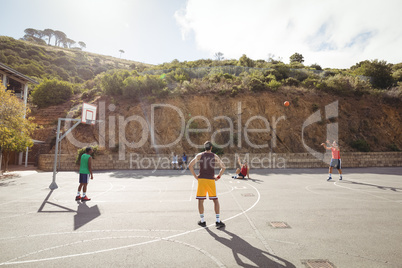 Basketball player taking a penalty shot