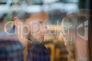 Close up of romantic couple in cafe