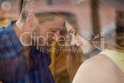 Close up of romantic couple in cafe shop