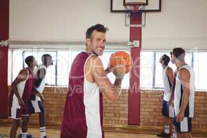 Basketball player taking a penalty shot