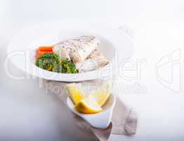 Stewed cod and vegetables