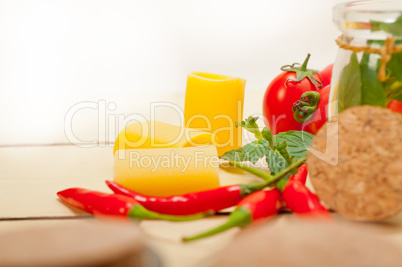 Italian pasta paccheri with tomato mint and chili pepper