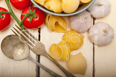 Italian snail lumaconi pasta with tomatoes