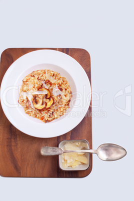 Mushroom risotto with a spoon