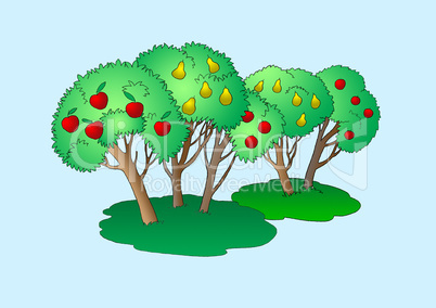 Fruit Trees Illustration Isolated