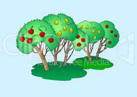 Fruit Trees Illustration Isolated