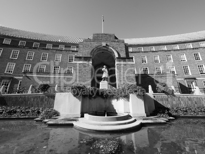 City Hall in Bristol in black and white