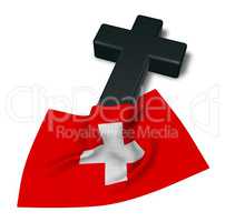 christliches kreuz und flagge der schweiz