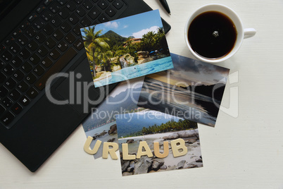Urlaubsplanung online PC Fotos Kaffee