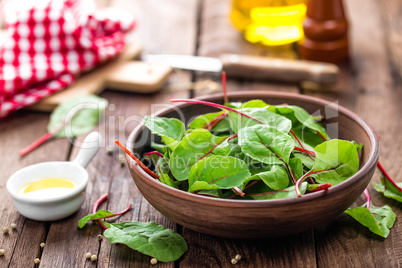 Fresh chard leaves