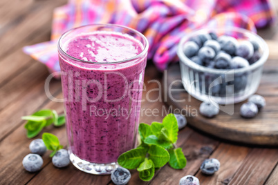 Yogurt or smoothie with fresh blueberry