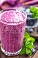 Yogurt or smoothie with fresh blueberry