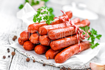 Sausages on white background