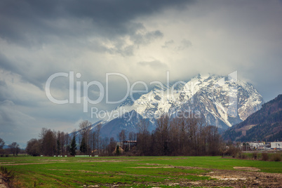 The Alps in stormy clouds