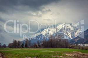 The Alps in stormy clouds
