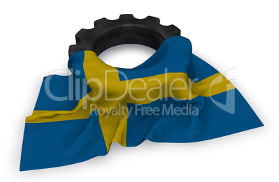 gear wheel and flag of sweden - 3d rendering