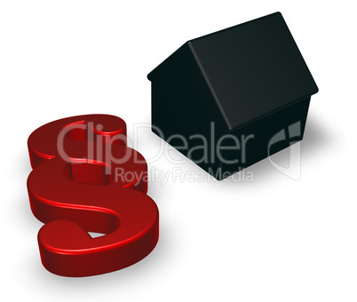 paragraph symbol and house model - 3d rendering