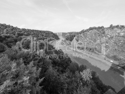 River Avon Gorge in Bristol in black and white